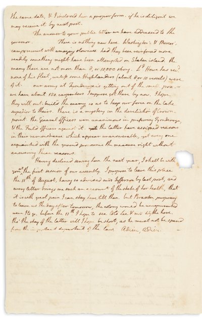 Autogramlevél John Page-nek, Philadelphia, 1776. július 30 alkotó: Thomas Jefferson