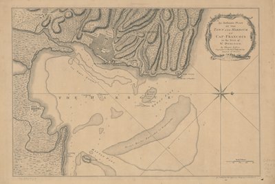 Cap-François városának és kikötőjének hiteles alaprajza a Szent Domingo szigeten. LOC 73695949 alkotó: Thomas Jefferys