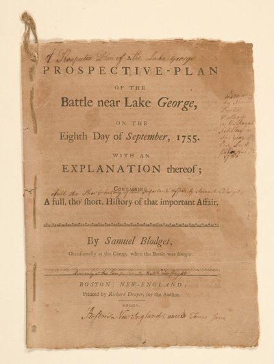 A Lake George közelében vívott csata projektív terve. Szöveg (B rész) Samuel Blodgetttól alkotó: Thomas Johnston