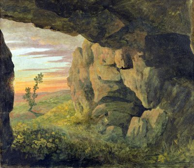 Egy barlang a Szent Ágneséhez közel a Porta Pia nélkül (olaj, papír) alkotó: Thomas Jones