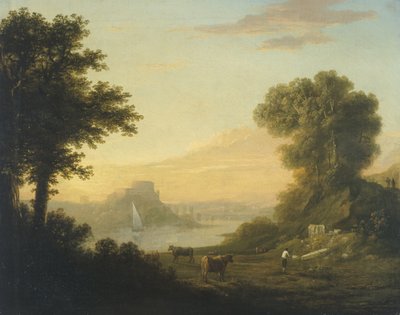 Klasszikus táj folyóval alkotó: Thomas Jones