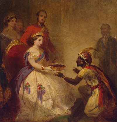 Viktória királynő Bibliát ad egy afrikai törzsfőnöknek (Anglia nagyságának titka) alkotó: Thomas Jones Barker