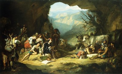 Salvator Rosa stúdiója az Abruzzi-hegységben, alkotó: Thomas Jones Barker