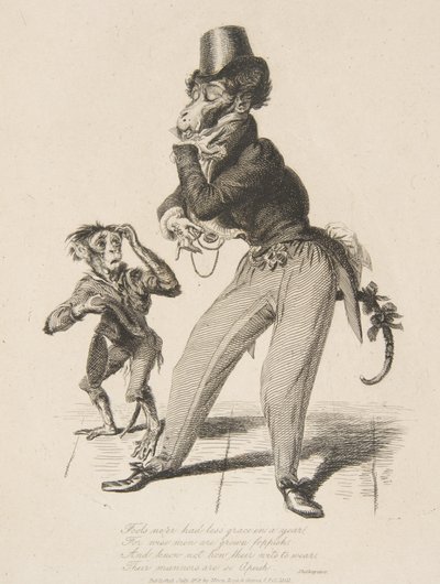 Monkey Dandy, a Monkey-ana-ból, avagy Men in Miniature, 1828. július, 1828. július. alkotó: Thomas Landseer