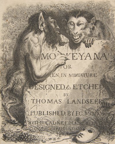 Címlap: Majom-Ana vagy férfiak, miniatűrben, 1827. december 1., 1827. december 1. alkotó: Thomas Landseer