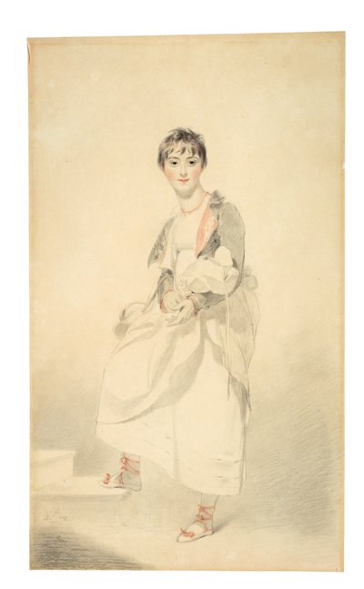 Lady Frances Hamilton (1795-1860) portréja (fekete-vörös kréta) alkotó: Thomas Lawrence
