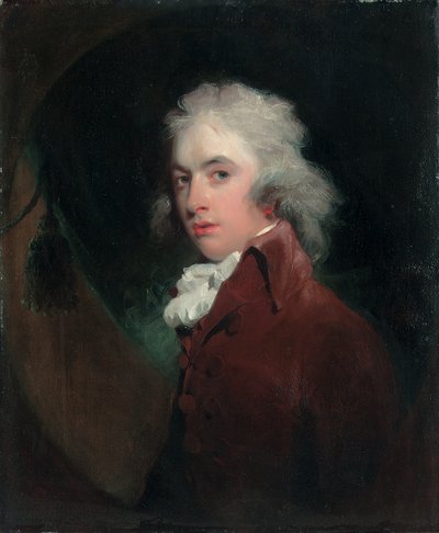 A honvéd arcképe. Peniston bárány, félhosszú, bársonykabátban fehér kraváttal, színlelt ovális alkotó: Thomas Lawrence