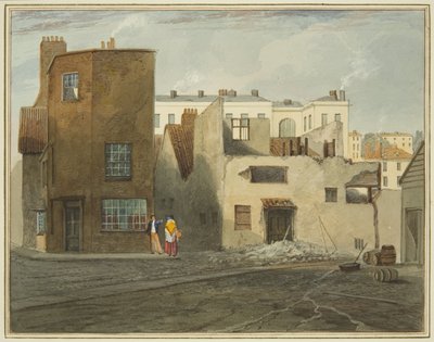 A betegszoba hátulja, a Whitson Streetet ábrázolva (ceruza és akvarell papíron) alkotó: Thomas Leeson the Elder Rowbotham