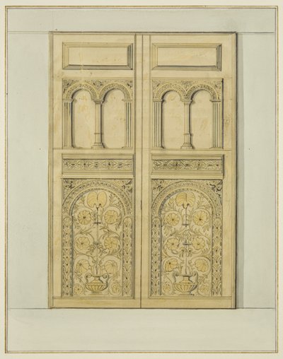 Faragott belső ajtótorony bejárata, Szent János templom (akvarell papíron) alkotó: Thomas Leeson the Elder Rowbotham