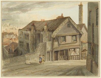 A Castle Mill Street, a Newgate alatt, Robert Adams házával (akvarell papíron) alkotó: Thomas Leeson the Elder Rowbotham
