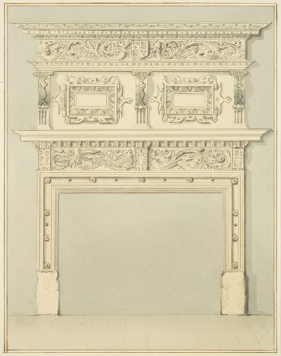 Kéménydarab az alsó szobában, 9. Small Street (ceruza és akvarell papíron) alkotó: Thomas Leeson the Elder Rowbotham