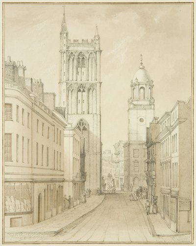 Corn Street (akvarell papíron) alkotó: Thomas Leeson the Elder Rowbotham