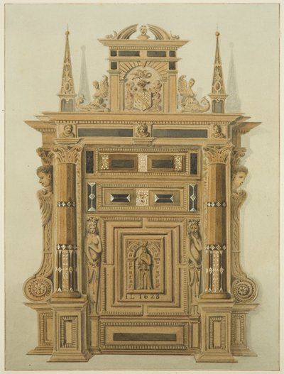 Ajtó a Langton-kastélyban, a hátoldalon (akvarell papíron) alkotó: Thomas Leeson the Elder Rowbotham