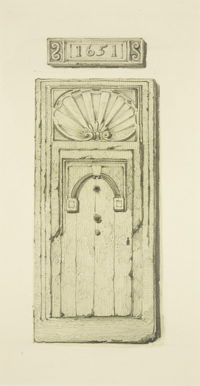 A „Lamb Inn”-hez vezető nagy ajtó fele, West Street (akvarell papíron) alkotó: Thomas Leeson the Elder Rowbotham