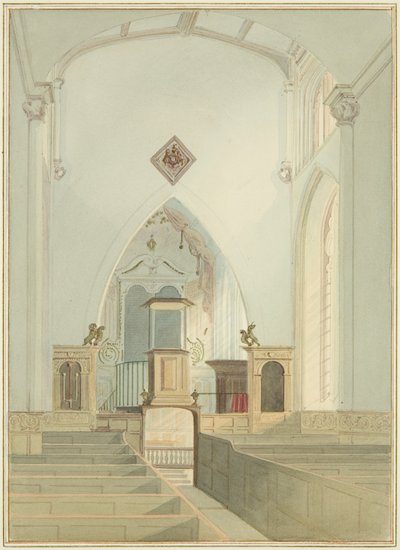 Szent János templom belseje (akvarell, papír) alkotó: Thomas Leeson the Elder Rowbotham