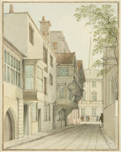Felnéz a Kis utcára a Börze felé (akvarell papíron) alkotó: Thomas Leeson the Elder Rowbotham