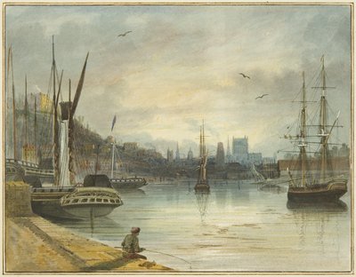 Felnézve az úszó kikötőre a katedrális felé, az Old Floating Dock bejáratától alkotó: Thomas Leeson the Elder Rowbotham
