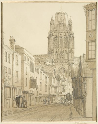 A St Mary Redcliffe templom északi nézete a Redcliffe Street felől nézve alkotó: Thomas Leeson the Elder Rowbotham