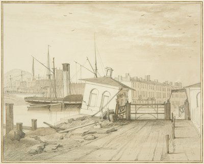 A Toll House süllyedése a Prince Street Bridge-en, 1828 alkotó: Thomas Leeson the Elder Rowbotham