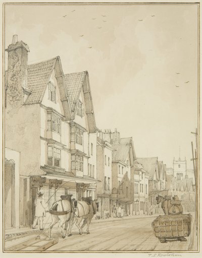 Temple Street, északra néz (ceruza és akvarell papíron) alkotó: Thomas Leeson the Elder Rowbotham