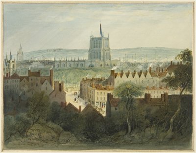 A katedrális, a College Green és a College Street (akvarell papíron) alkotó: Thomas Leeson the Elder Rowbotham