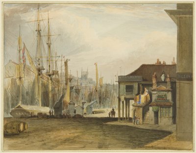 A rakpart északra néz, a régi kukoricabörzével alkotó: Thomas Leeson the Elder Rowbotham
