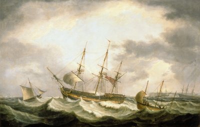 Három mester sodródása a mélypontokban kéznél lévő segítséggel (olaj, vászon) alkotó: Thomas Luny