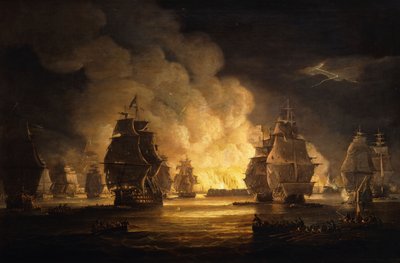Az algíri csata: A bombázás, 1824 alkotó: Thomas Luny