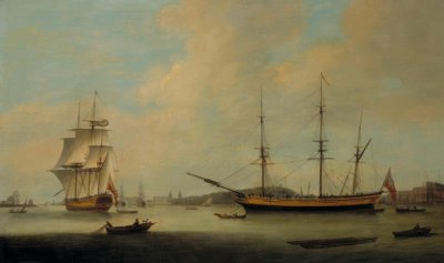 Az amerikai Granville hajó Deptfordnál alkotó: Thomas Luny