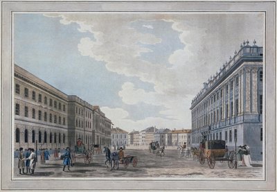 Kilátás a Millionnaya utcára és a Márványpalotára a Mars-mezőn keresztül, 1790 alkotó: Thomas Malton the Elder