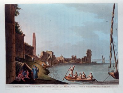 Alexandria ókori falának külső képe Kleopátras tűvel, 1802. alkotó: Thomas Milton