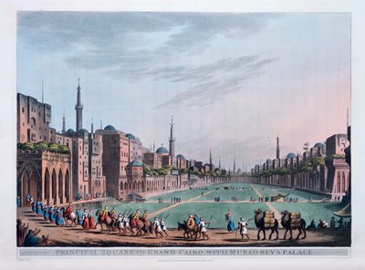 A Fő tér Grand Kairóban, a Murad Beys-palotával, 1801 alkotó: Thomas Milton