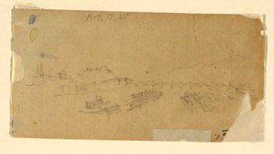 Rajz, A Tetons, a síkságról nézve, 1879. augusztus 28. alkotó: Thomas Moran