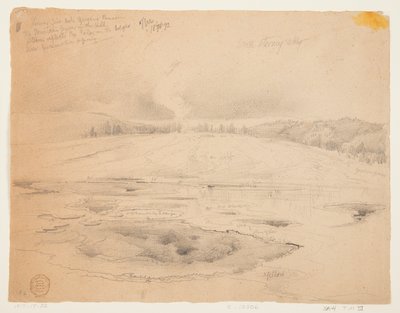 Alsó tűzlyuk, gejzírmedence, Yellowstone alkotó: Thomas Moran