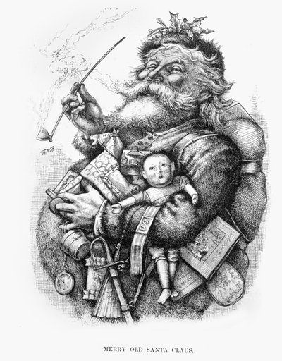 Vidám Öreg Mikulás, a művész által metszett alkotó: Thomas Nast