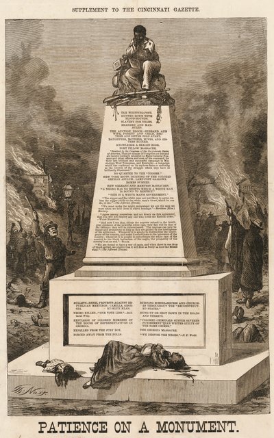 „Türelem egy emlékműben”, 1868. október 8. alkotó: Thomas Nast