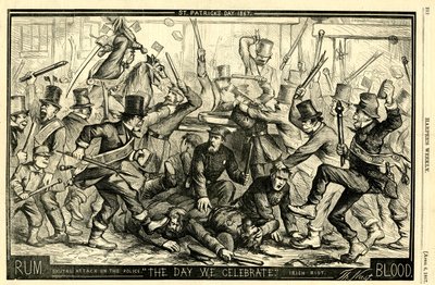 Szent Patrik napja, 1867 (fametszet) alkotó: Thomas Nast
