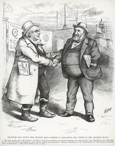 William "Boss" Tweed és Horace Greeley, a "Harper