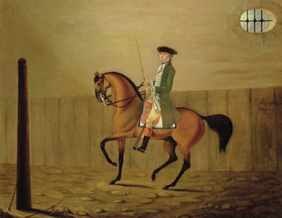 Úriember egy öböl lovon a lovardában alkotó: Thomas Parkinson
