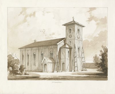 Ettingshall templom: szépia mosás rajza, 1841 alkotó: Thomas Peploe Wood