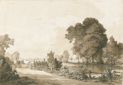 Great Haywood – Árvízkapuk a Trent folyón: toll és szépia rajz, 1838. július 17. alkotó: Thomas Peploe Wood