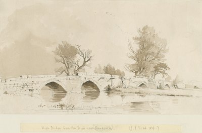 Handsacre - Old High Bridge: szépia mosás rajz alkotó: Thomas Peploe Wood