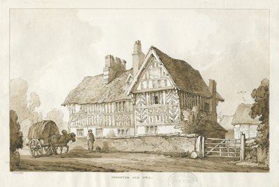Haughton – Old Hall: szépia rajz, 1838 alkotó: Thomas Peploe Wood
