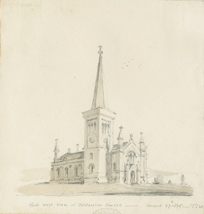 Hilderstone templom: ceruza- és mosórajz alkotó: Thomas Peploe Wood