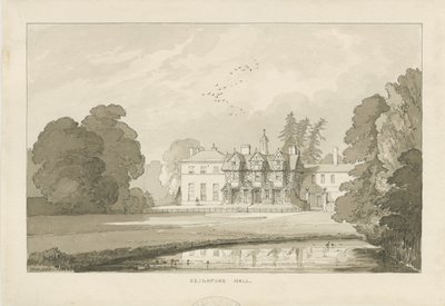 Seighford Hall: szepia wash rajz alkotó: Thomas Peploe Wood