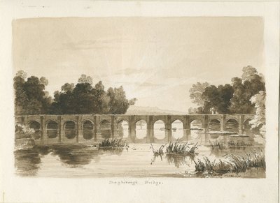 Shugborough híd: szépia rajz alkotó: Thomas Peploe Wood