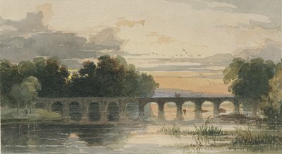 Shugborough Bridge: akvarell festészet, nd [XIX. század] alkotó: Thomas Peploe Wood