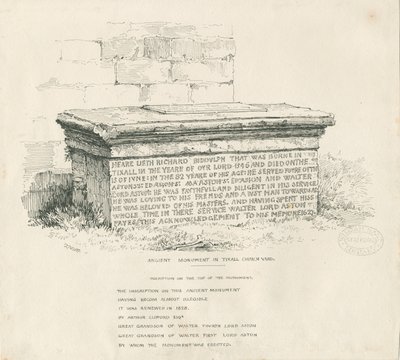 Tixall templom udvara - Asztali sír: toll- és tusrajz alkotó: Thomas Peploe Wood