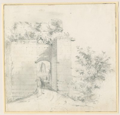 Tutbury kastély – Bejárati átjáró: ceruzarajz, nd [?19. század] (rajz) alkotó: Thomas Peploe Wood