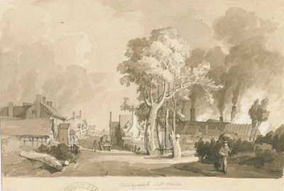 Weston-on-Trent – Shirleywich Saltworks: szépia mosás rajza, 1838 alkotó: Thomas Peploe Wood